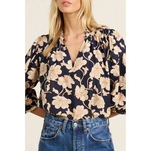 NEW TROVATA orly v-neck blouse in viola nocturne